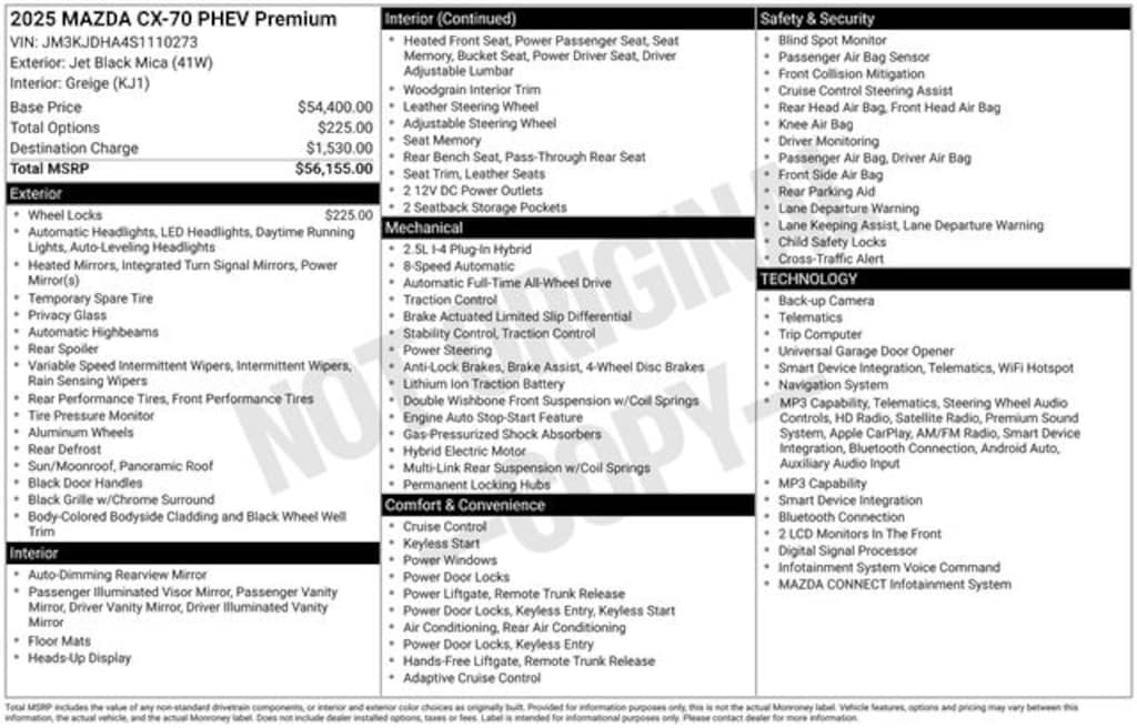 Certified 2025 Mazda CX-70 Phev Premium SUV