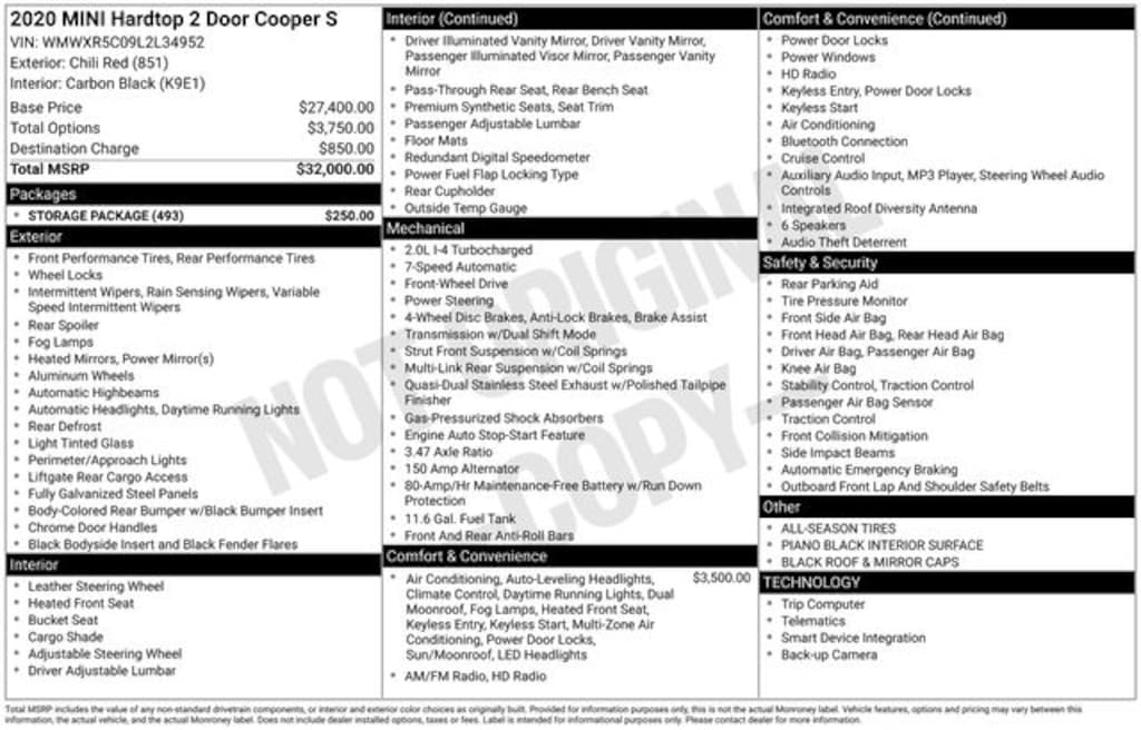 Certified 2020 MINI Cooper S Classic Hatchback