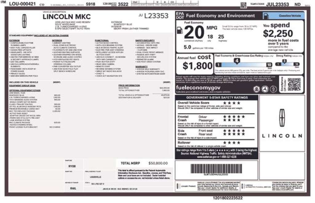 Used 2018 Lincoln MKC Reserve SUV