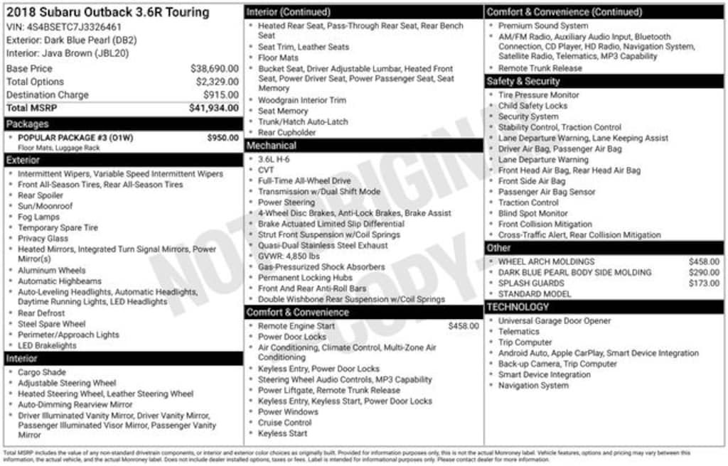 Used 2018 Subaru Outback 3.6R SUV