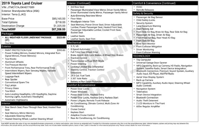 Certified 2019 Toyota Land Cruiser Base SUV