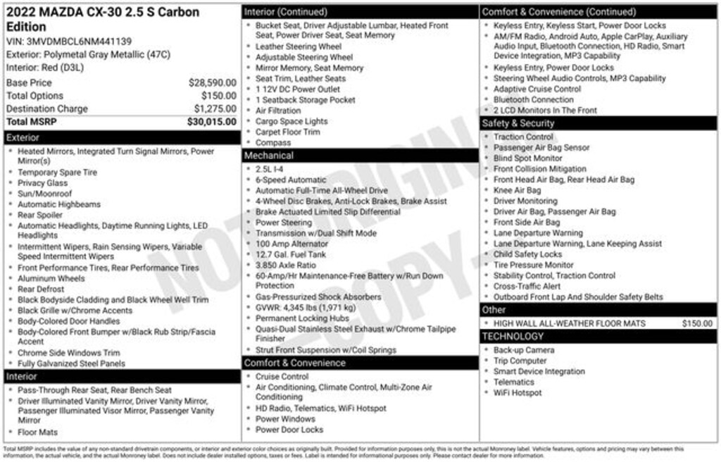 Certified 2022 Mazda CX-30 2.5 S Carbon Edition SUV