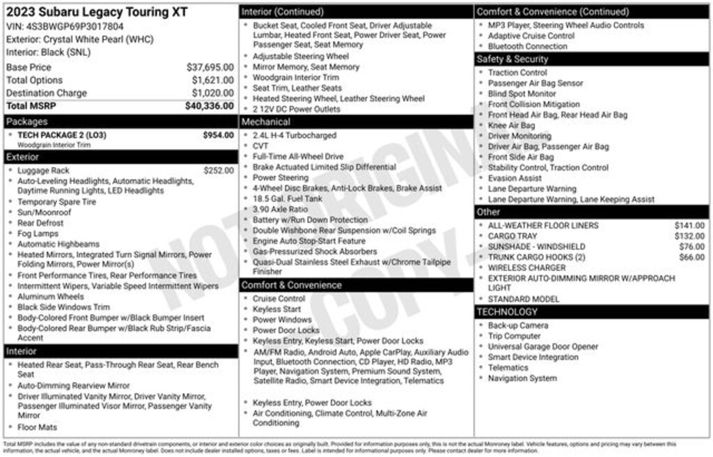 Used 2023 Subaru Legacy Touring XT Sedan