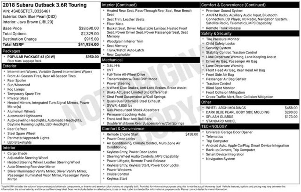 Used 2018 Subaru Outback 3.6R SUV