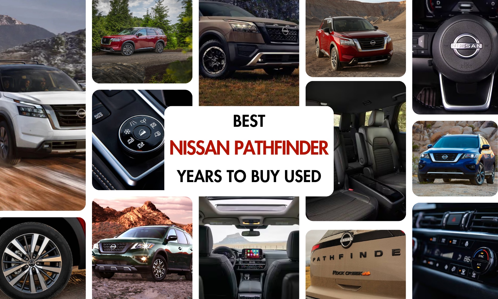 Collage image graphic of the best Nissan Pathfinder years to buy used