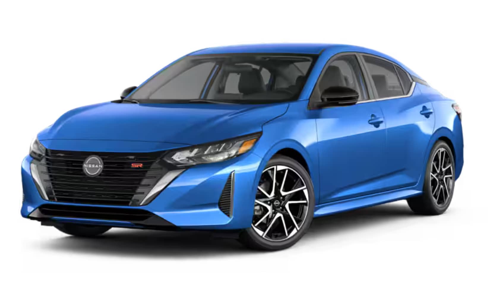Exterior image of a blue 2025 Nissan Sentra SR on a white background