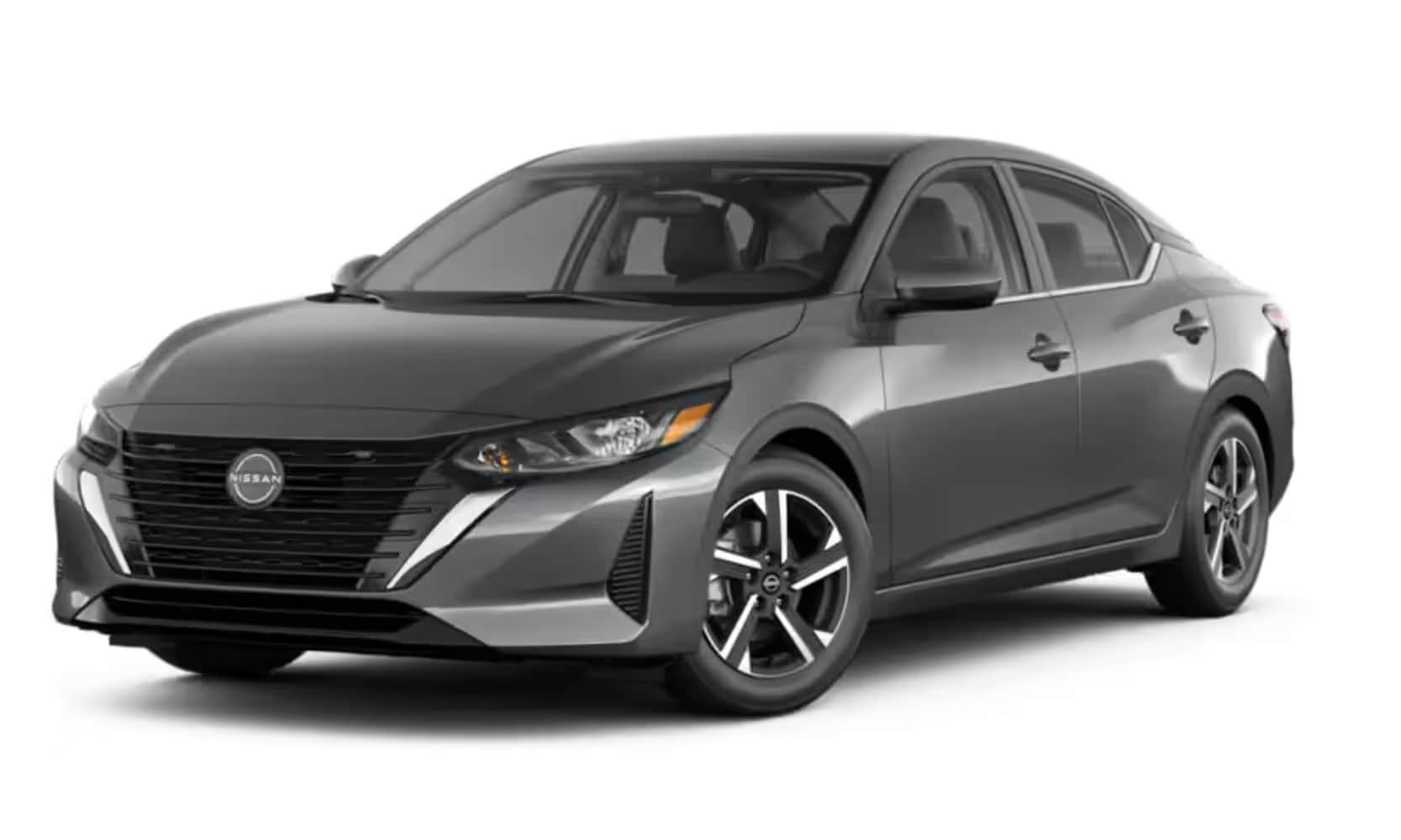 Exterior image of a dark gray 2025 Nissan Sentra SV on a white background