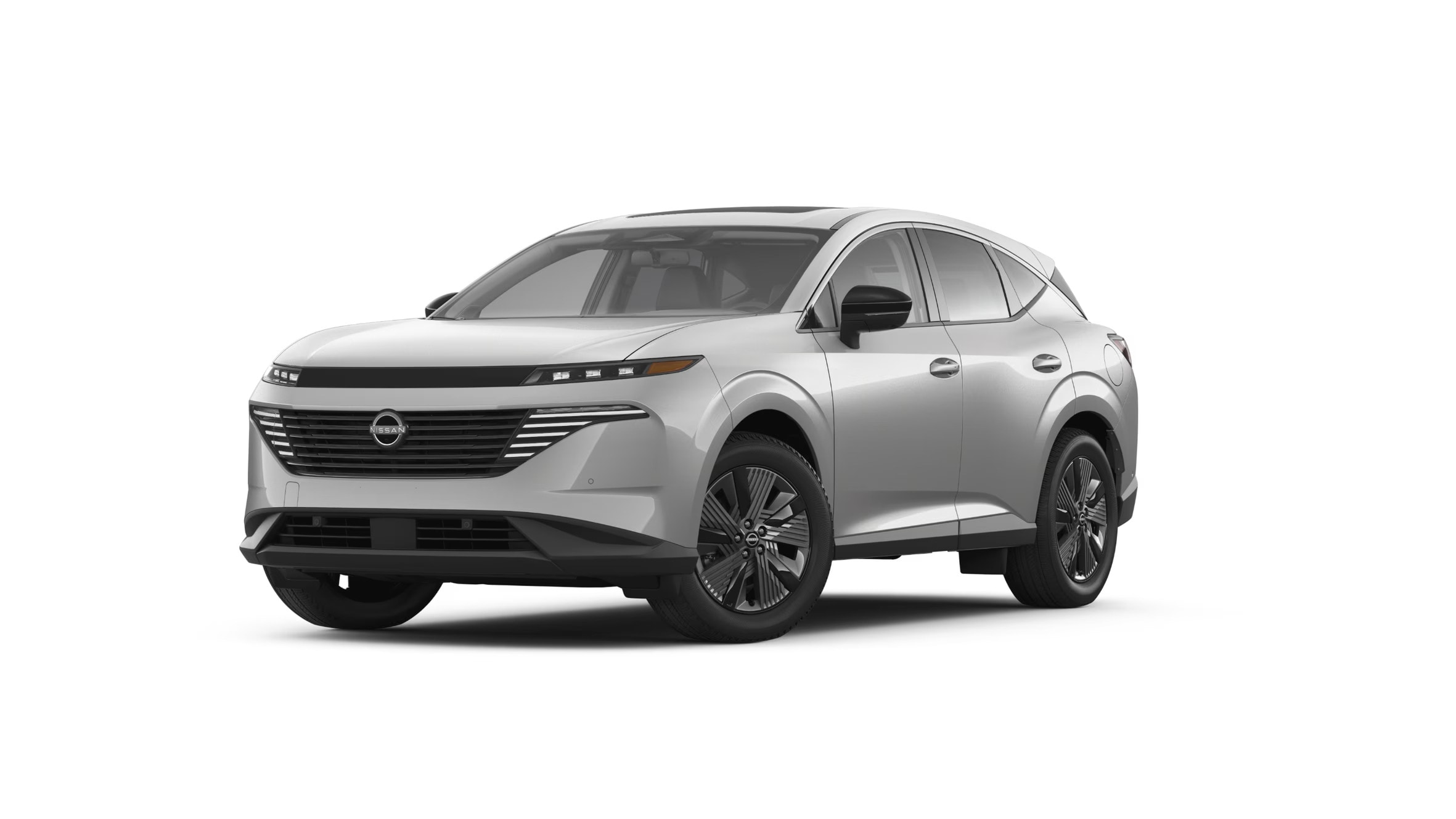 Exterior front image of a light gray 2025 Nissan Murano SL parked on a white background