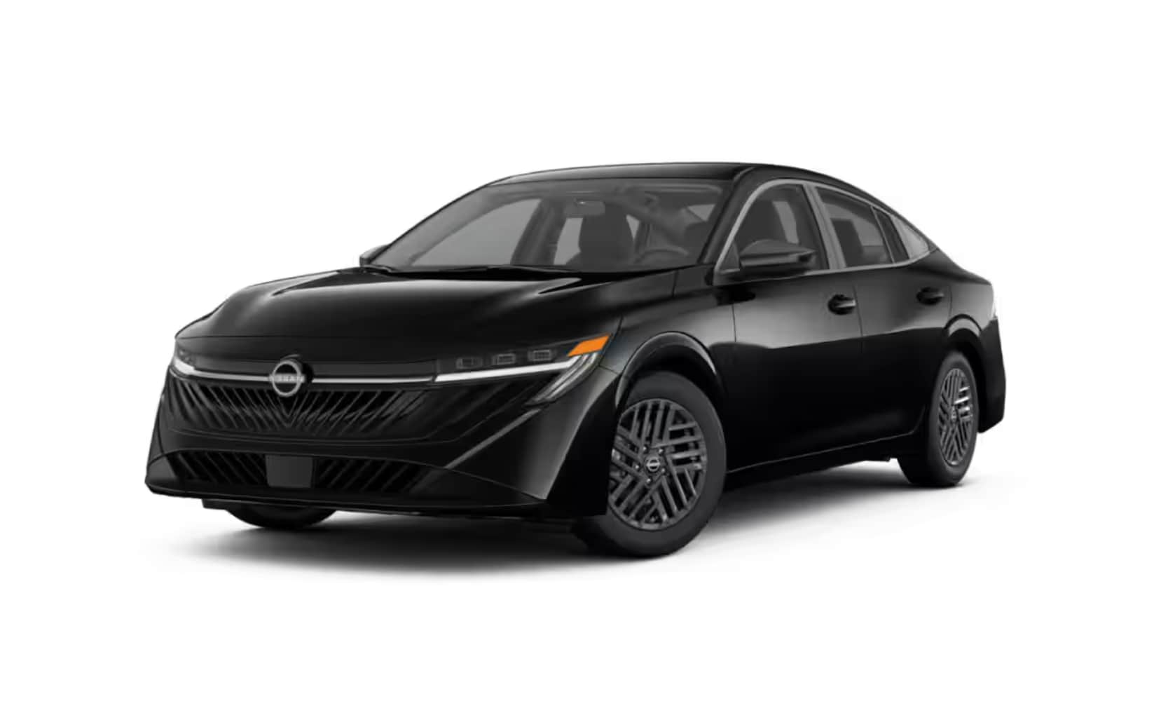 Exterior image of a black 2027 Nissan Sentra SV parked on a white background