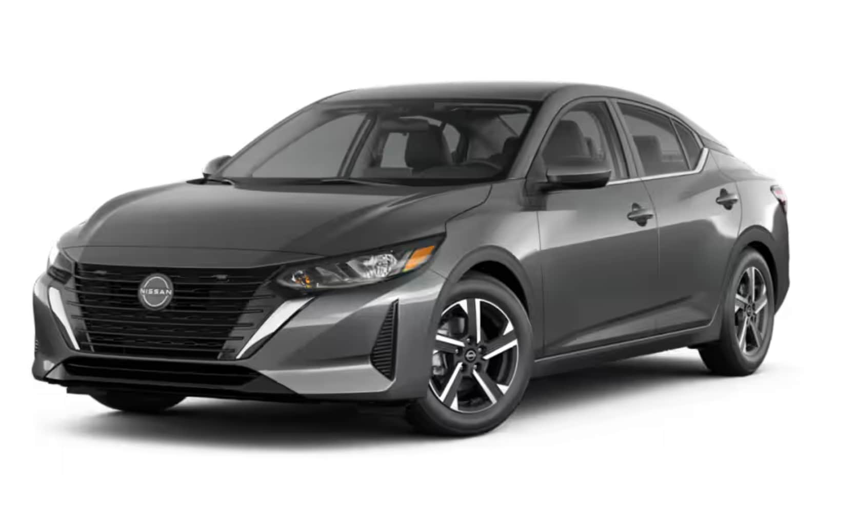 Exterior image of a dark gray 2025 Nissan Sentra SV on a white background