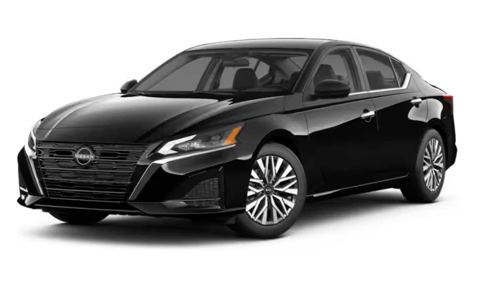 Exterior image of a black 2025 Nissan Altima SV on a white background
