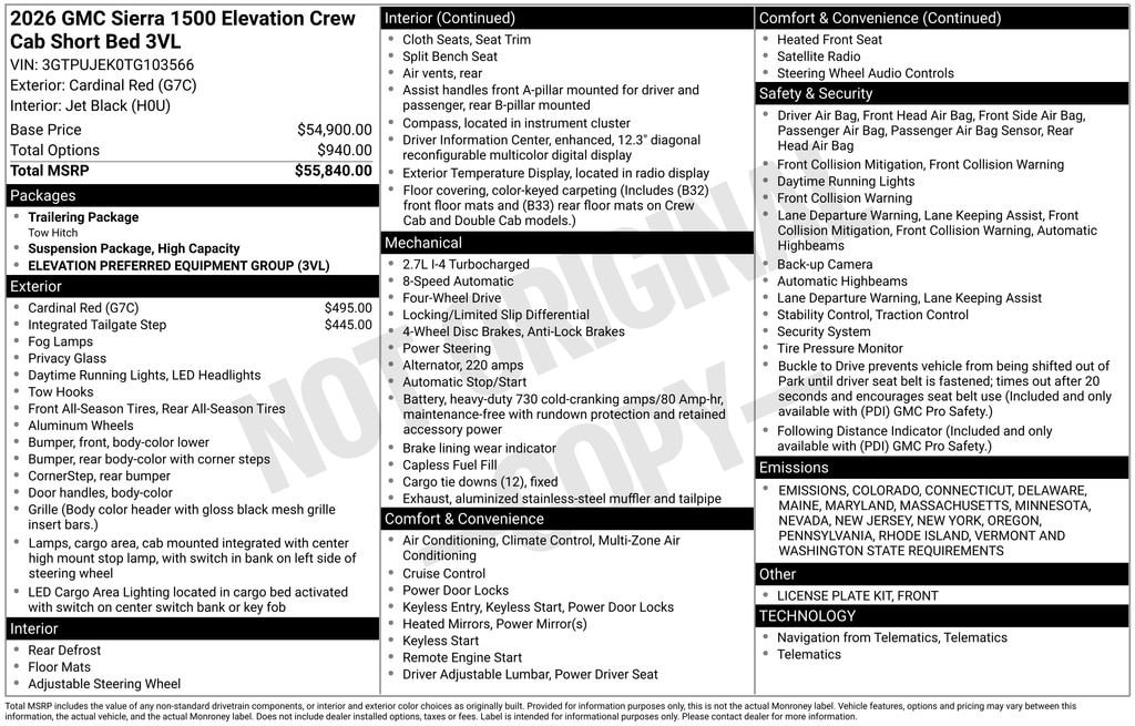 New 2026 GMC Sierra 1500 Elevation Truck