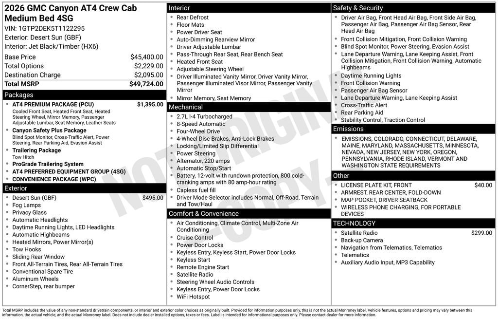 New 2026 GMC Canyon AT4 Truck