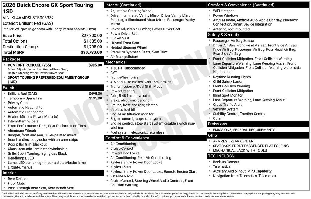New 2026 Buick Encore GX Sport Touring SUV