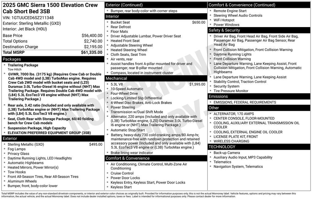 New 2025 GMC Sierra 1500 Elevation Truck