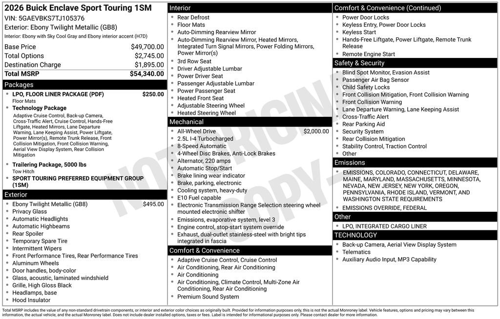 New 2026 Buick Enclave Sport Touring SUV