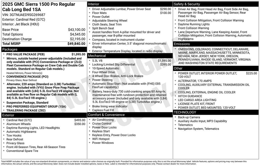 New 2025 GMC Sierra 1500 Pro Truck