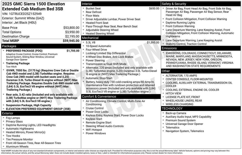 New 2025 GMC Sierra 1500 Elevation Truck