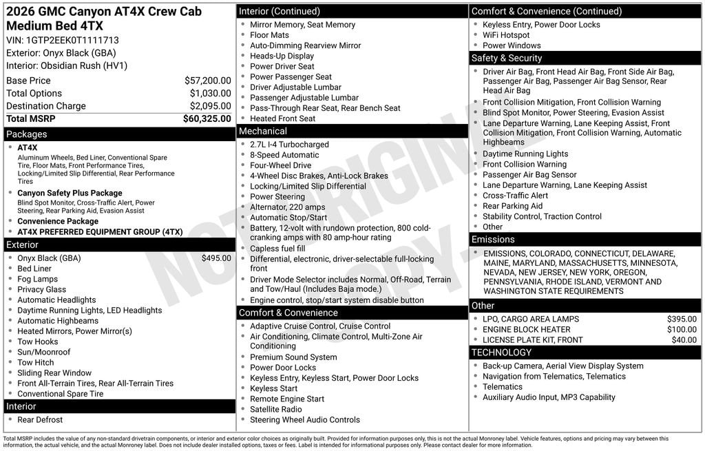 New 2026 GMC Canyon AT4X Truck