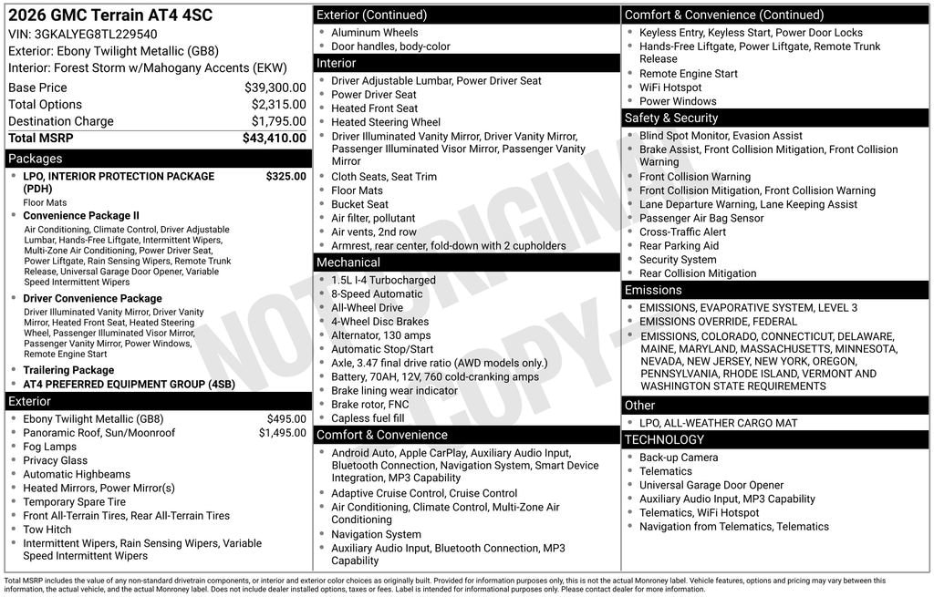 New 2026 GMC Terrain AT4 SUV