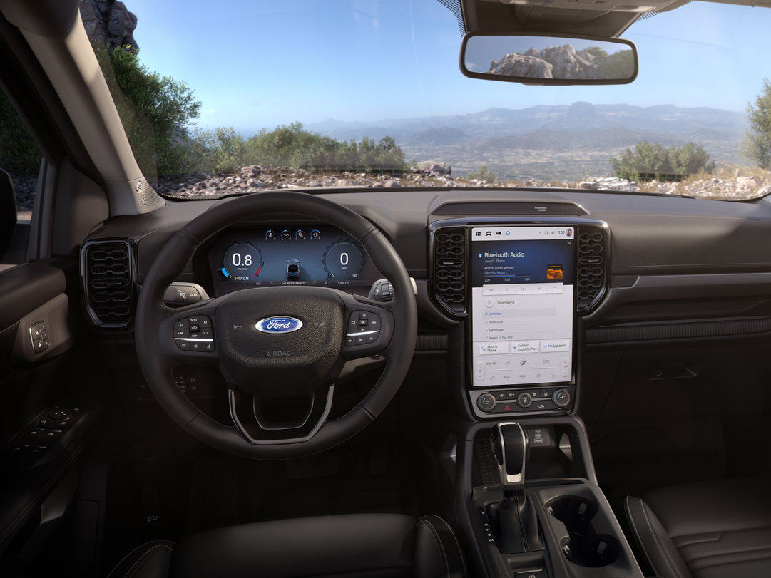 Interior and tech of a 2026 Ford Ranger