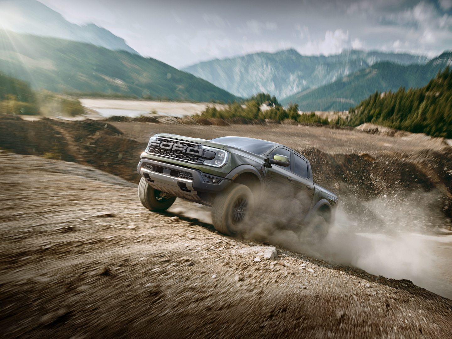 2026 Ford Ranger Raptor climbing a sand hill