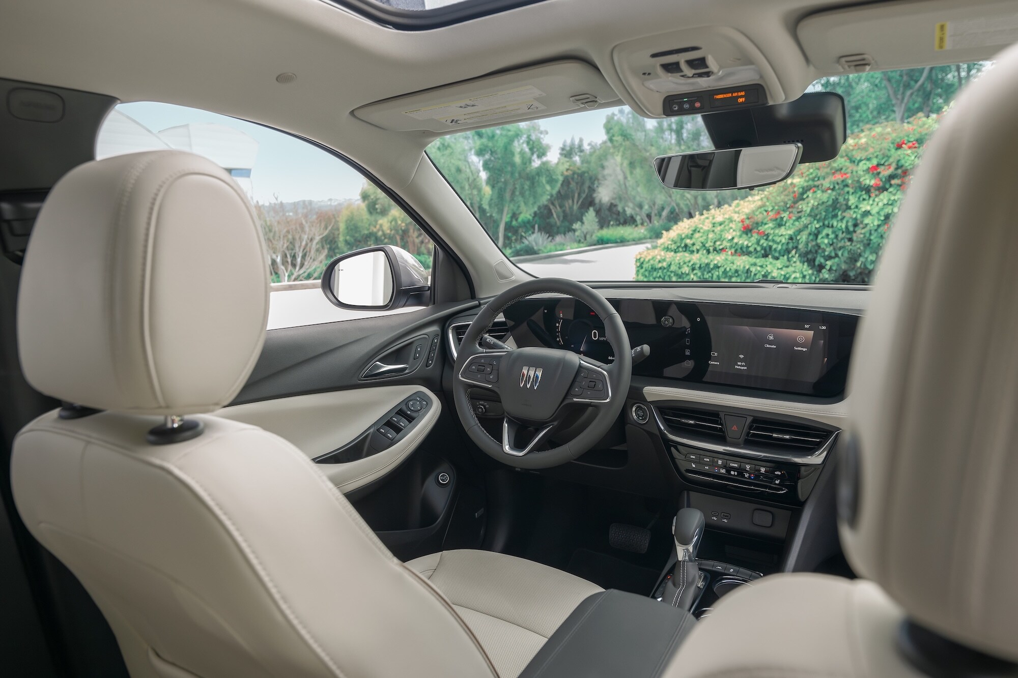 Full View of Front Interior Seating and Luxurious Dashboard in a 2025 Buick Encore GX