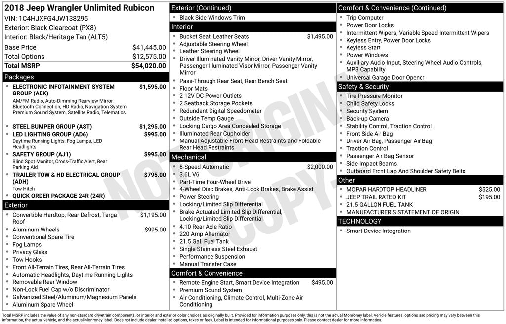 Used 2018 Jeep Wrangler Unlimited Rubicon 4x4 SUV