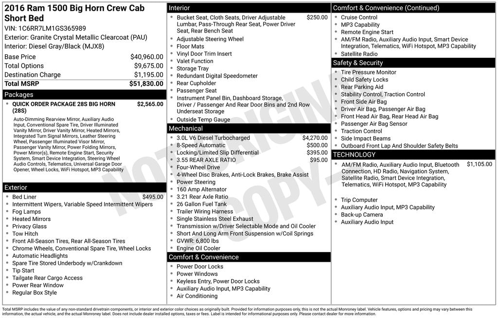 Used 2016 Ram 1500 SLT Truck Crew Cab