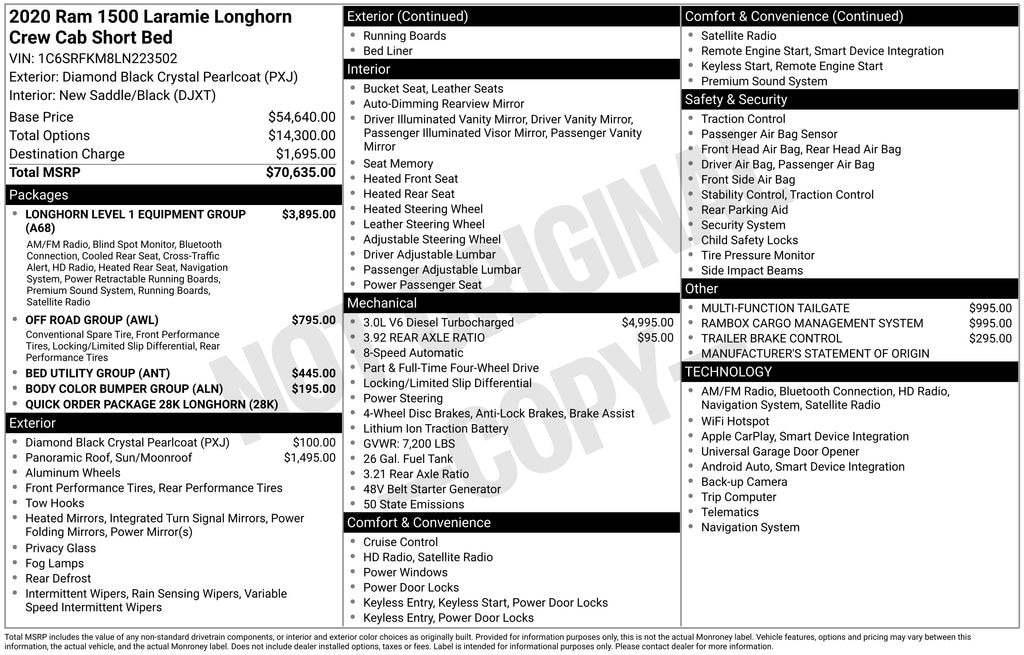 Used 2020 Ram 1500 Longhorn Truck Crew Cab