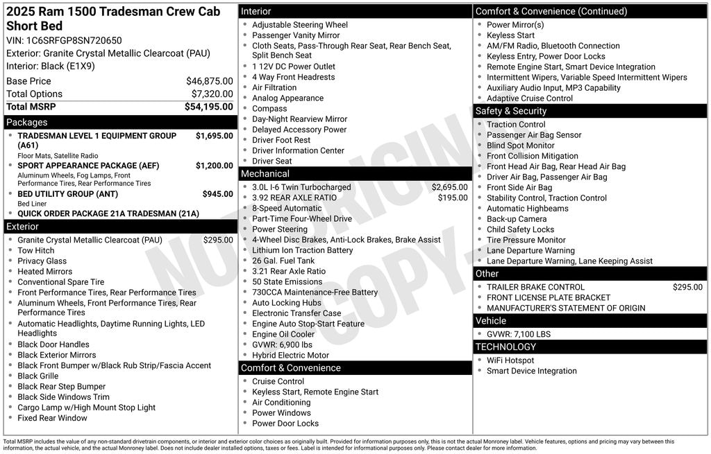 New 2025 Ram 1500 TRADESMAN CREW CAB 4X4 5'7 BOX Pickup