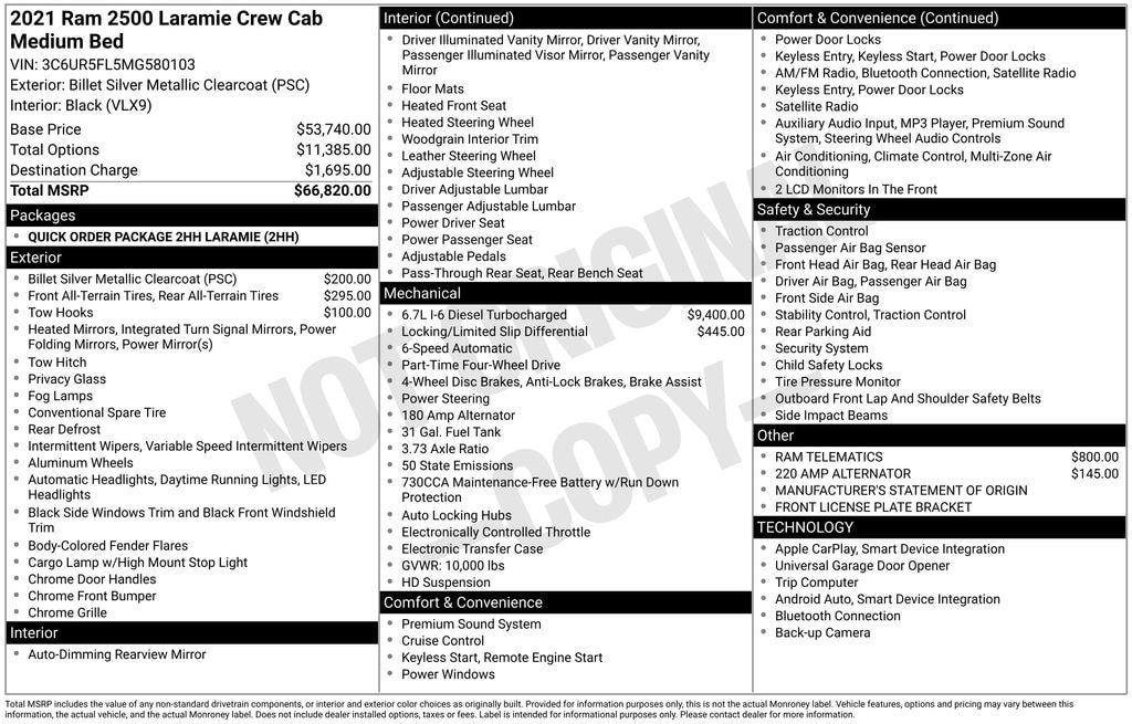 Used 2021 Ram 2500 Laramie Truck Crew Cab