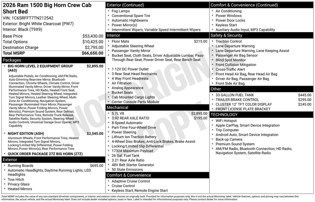 2026 RAM 1500 Big Horn/Lone Star 4x4 Crew Cab 5'7's photo