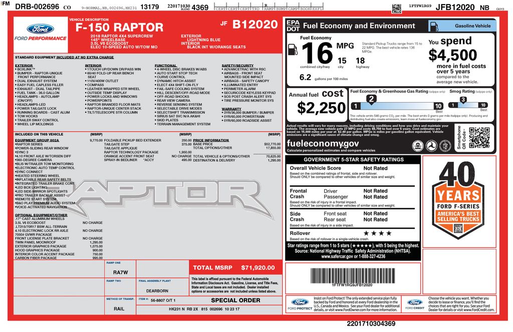 2018 Ford F-150 Raptor 4x4 SuperCrew 5-1/2 Box's photo