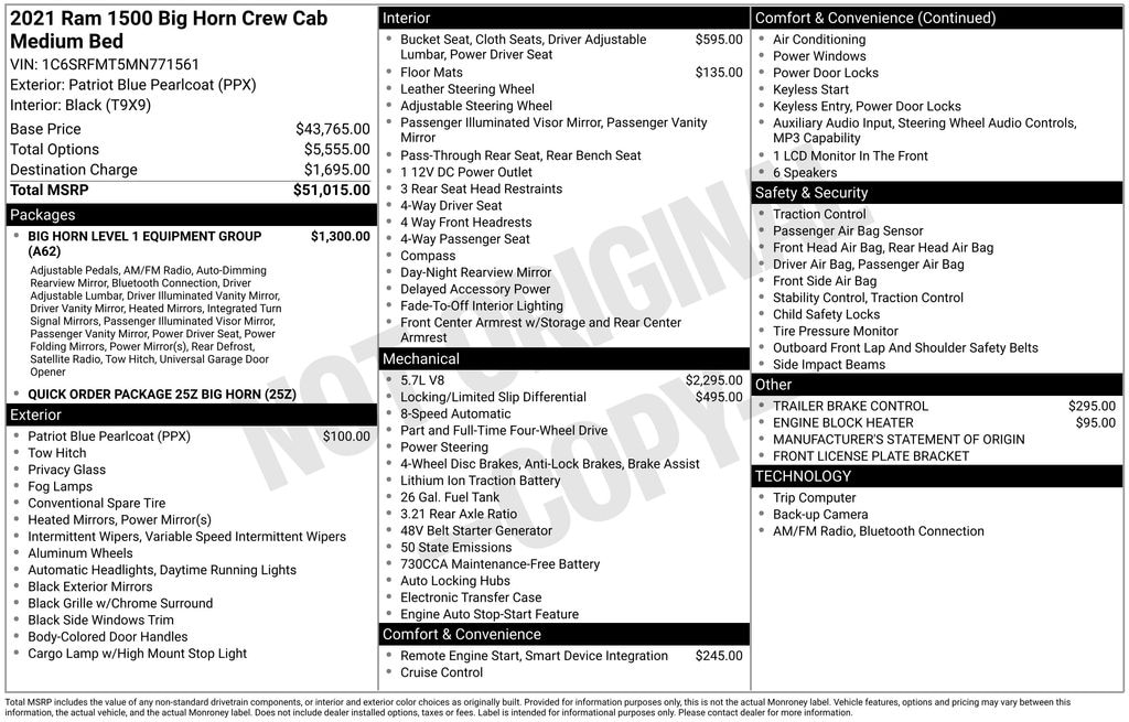 Used 2021 Ram 1500 Big Horn/Lone Star Truck Crew Cab