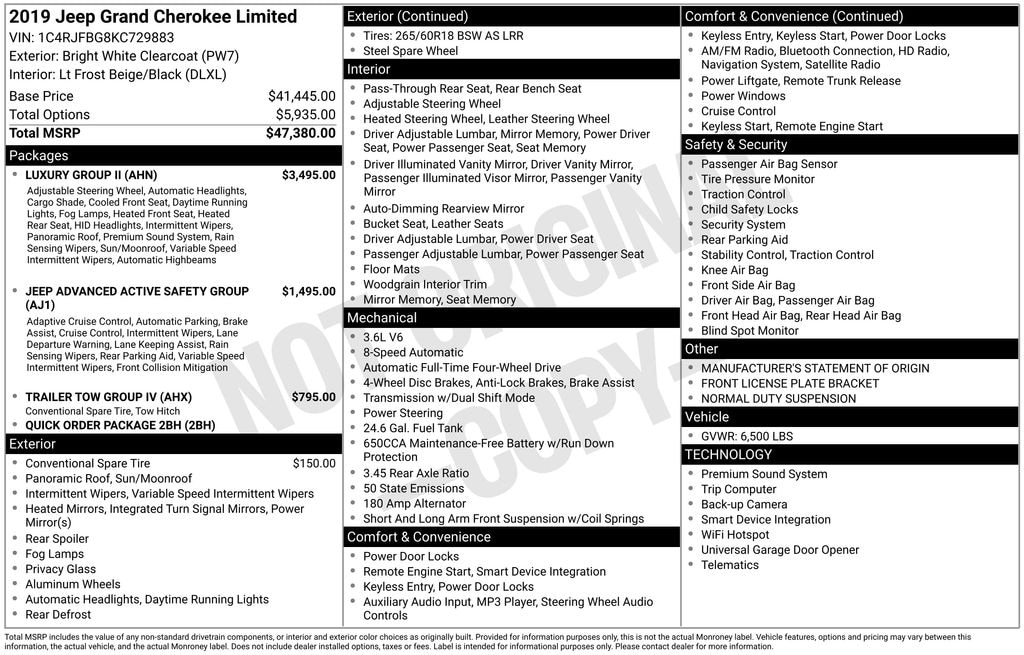 Used 2019 Jeep Grand Cherokee Limited SUV