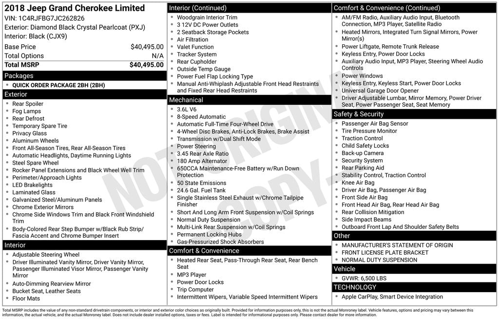 Used 2018 Jeep Grand Cherokee Limited 4x4 SUV