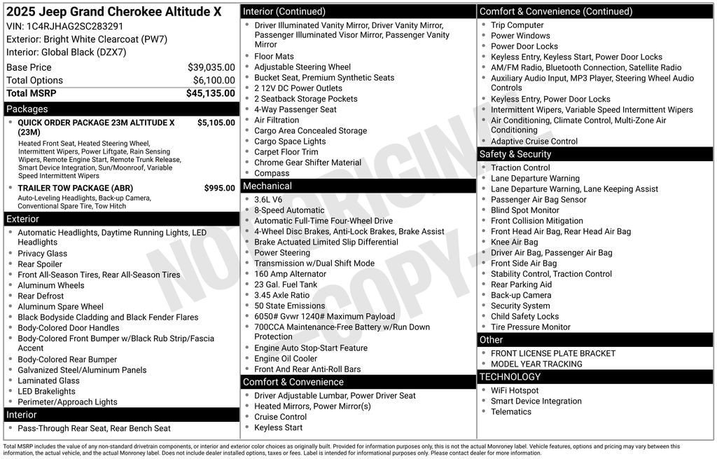 New 2025 Jeep Grand Cherokee ALTITUDE X 4X4 Sport Utility