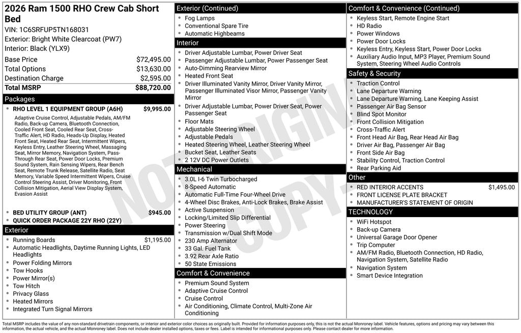 New 2026 Ram 1500 RHO CREW CAB 4X4 5'7 BOX Pickup