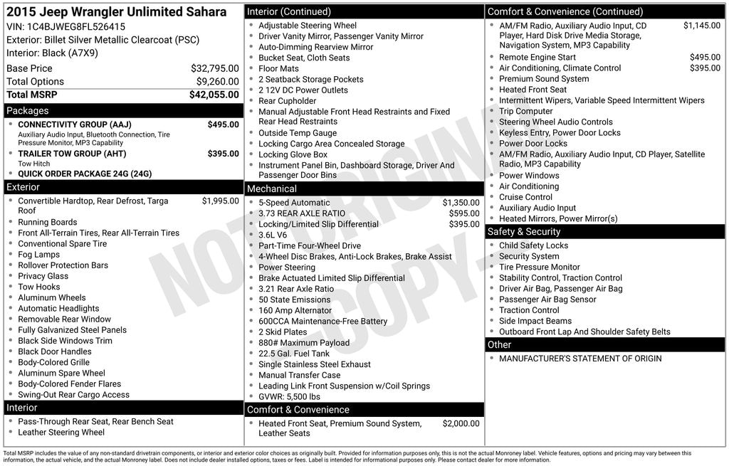 Used 2015 Jeep Wrangler Unlimited Sahara 4x4 SUV
