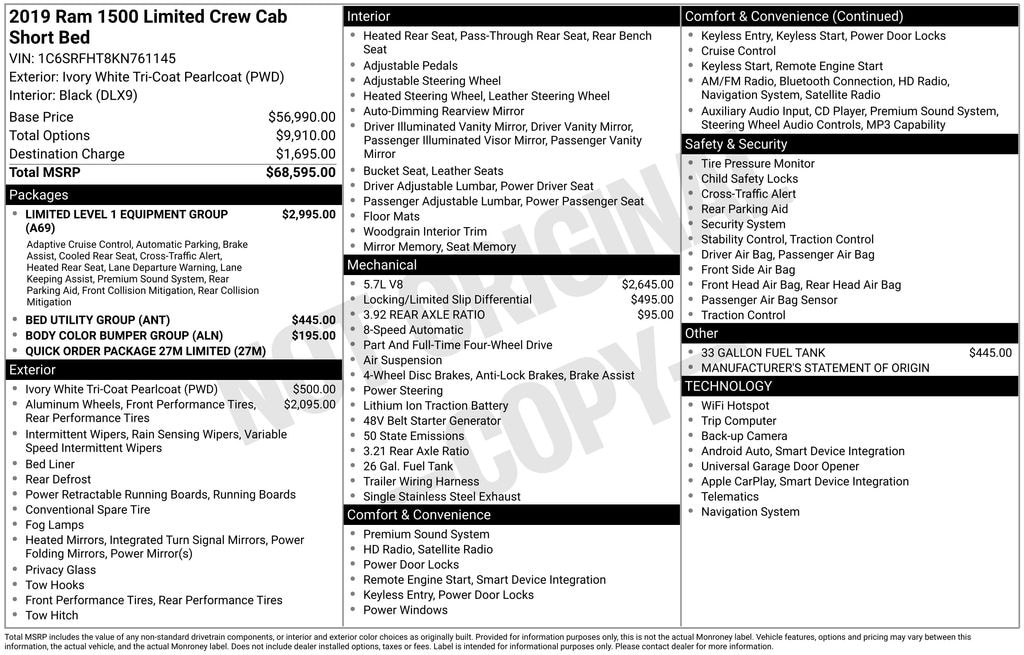 Used 2019 Ram 1500 Limited Truck Crew Cab