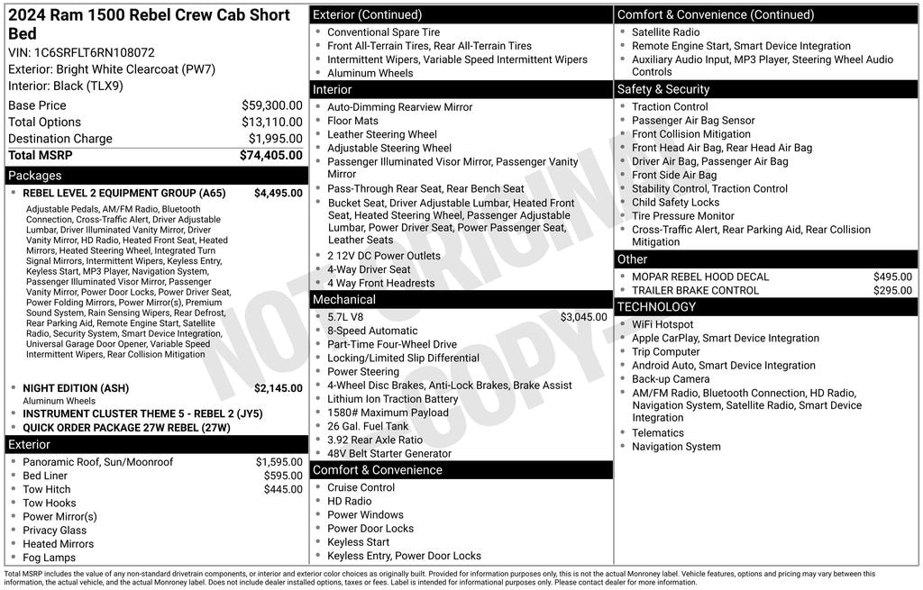 Used 2024 Ram 1500 Rebel Truck Crew Cab