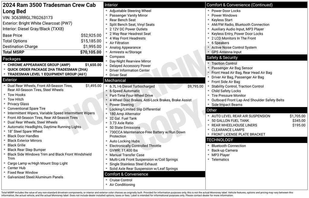 Used 2024 Ram 3500 Tradesman Truck Crew Cab