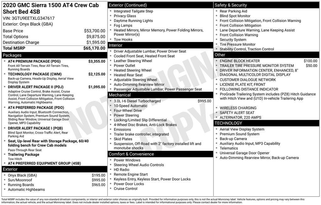 Used 2020 GMC Sierra 1500 AT4 Truck Crew Cab