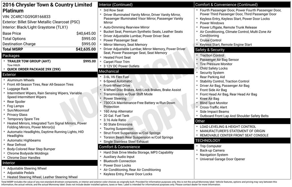 2016 Chrysler Town & Country Limited Platinum's photo