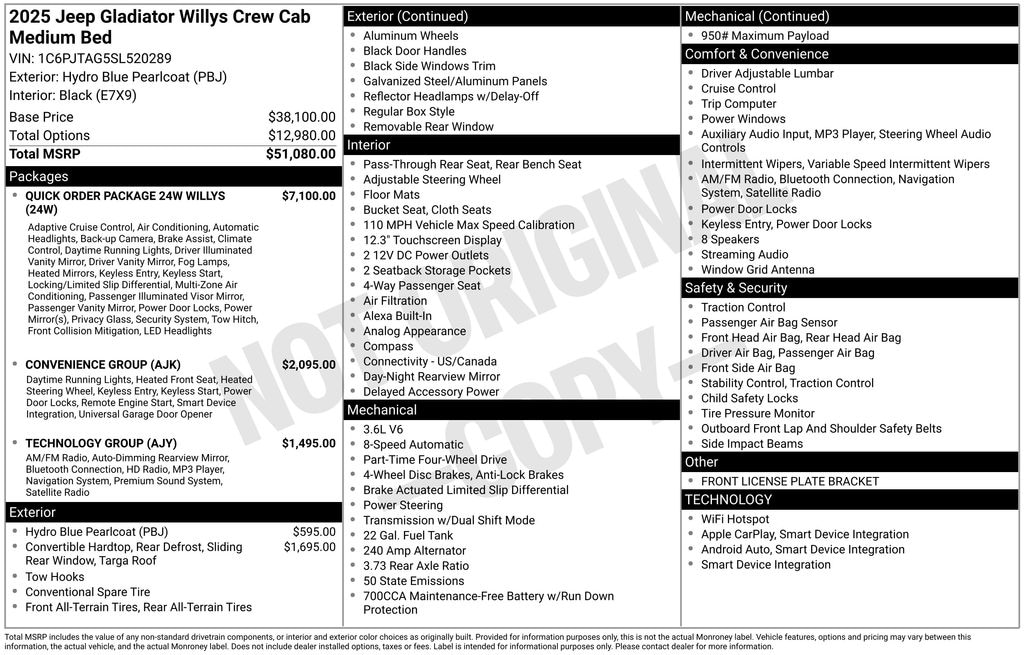 New 2025 Jeep Gladiator WILLYS 4X4 Pickup