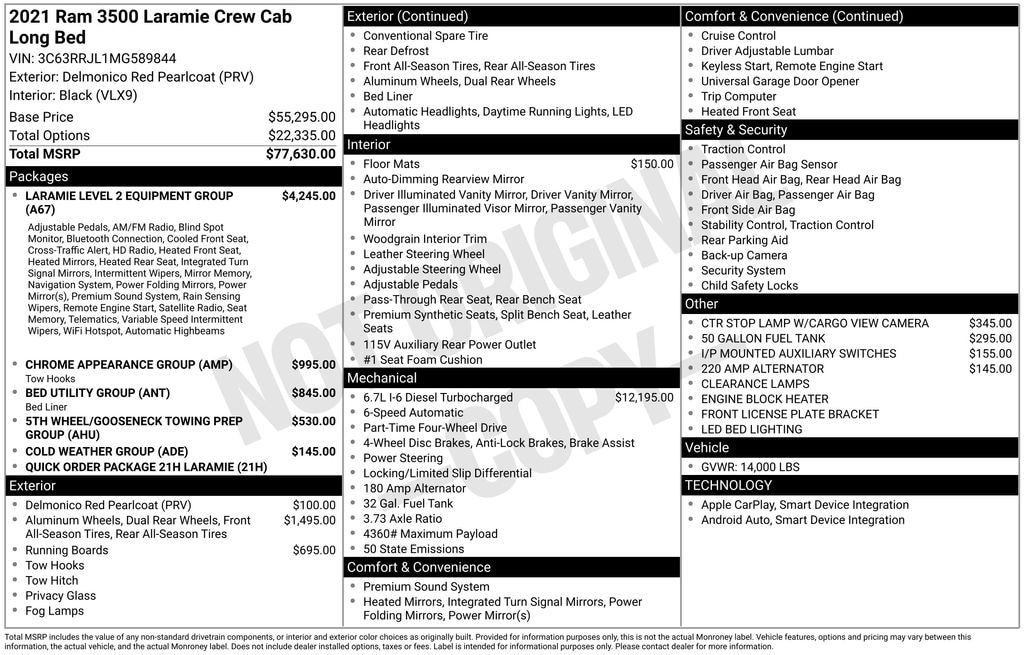 Used 2021 Ram 3500 Laramie Truck Crew Cab