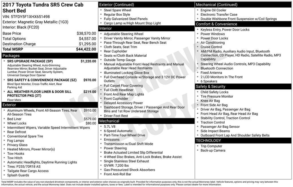 2017 Toyota Tundra SR5 5.7L 4WD Crew Max Short Bed's photo