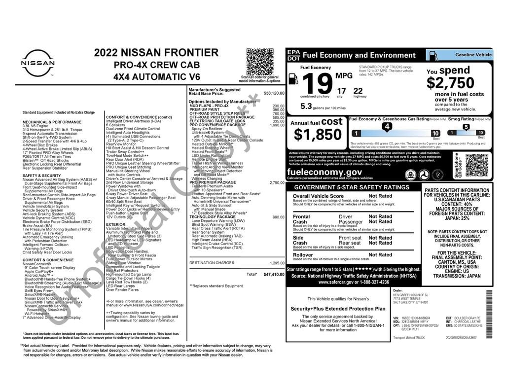 2022 Nissan Frontier PRO-4X Crew Cab 4X4's photo