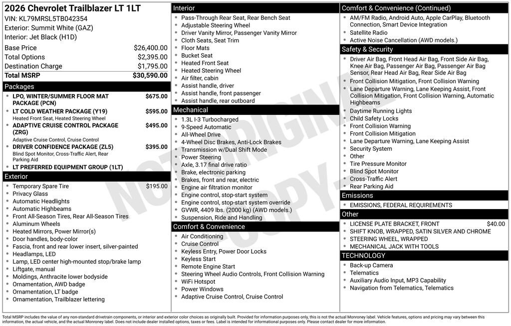 New 2026 Chevrolet Trailblazer LT SUV